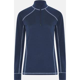 Langærmet t-shirt "half zip" | 100% merino uld | Navy