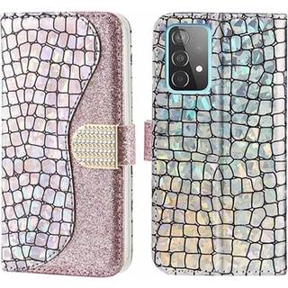 Croco Bling Series Samsung Galaxy A52 5G, Galaxy A52s Etui med Pung - Rødguld
