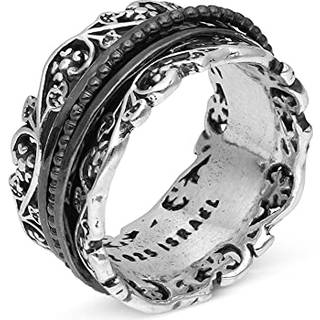 Paz Creations Artisan 925 Sterling Silver Spinner Ring for Women - H?ndlavet Vintage Style -erkl?ring smykkeb?nd med Fidget Design - Bold Meditat