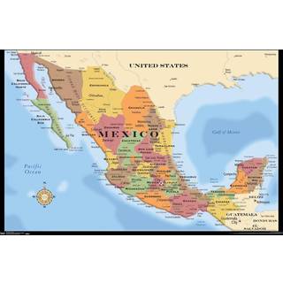 Trends International Map - Mexico Wall Plakat 22.375 """" X 34 """" Uframtet version