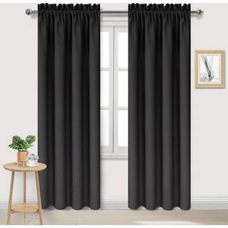 DWCN Blackout -gardiner til sovev?relse - Termisk isoleret v?relse m?rkere gardiner til stue sort w 42 x l 84 tommer s?t med 2 stanglomme gardinp