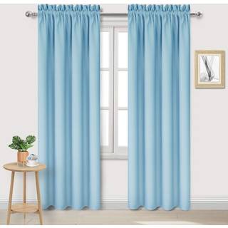 DWCN Blackout -gardiner til sovev?relse - Termisk isoleret v?relse m?rkere gardiner til stue lysebl? W 42 x L 84 tommer s?t med 2 stanglomme gard