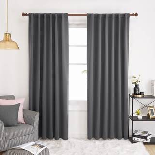 DECONOVO Lang blackout Patio Door Curtains Back Tab og Rod Pocket Termisk isoleret rum mørkere gardiner til vindue 52WX108L tomme mørkegrå 2 pane