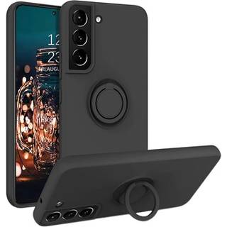 Samsung Galaxy S22 5G Liquid Silikone Cover med Ring Holder - Sort