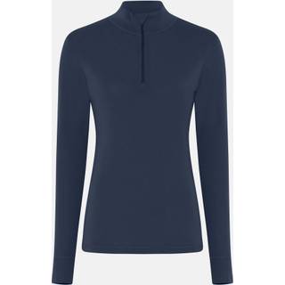 Langærmet t-shirt "half zip" | 100% merino uld | Navy