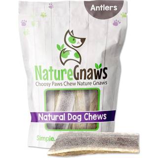 Nature Gnaws Elk Antlers For Large Dogs - Premium Natural USA Antler - Langvarige hundeknogler til aggressive tyggere - Blanding af split og hele