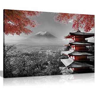 Panther Print Canvas Wall Art Pictures til stue og sovev?relse japansk tempel i efter?ret sort hvid og r?d indrammede tryk print til specielle le