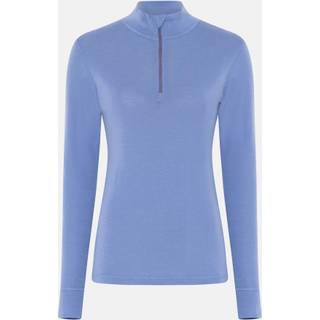 Langærmet t-shirt "half zip" | 100% merino uld | Blå