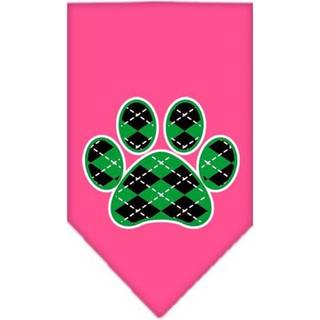 Argyle Paw Green Screen Print Bandana Bright Pink Small