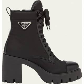 Prada Leather-trimmed lace-up boots - black - EU 41