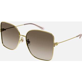 Gucci Kvinde Gucci GG1282SA 003 Solbriller Metal Guld Brun Firkantet Skygge
