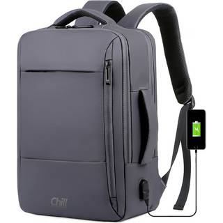 Chill Voyage vandafvisende Rygsæk / Backpack, USB-port, Grå