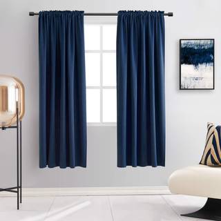 Sk?rren 2 paneler Navy Blue Blackout Thermal Isolated Curtain Drapes - Solid bl?dt glat tungt stofgardiner til sovev?relse (m?rkebl? 42 bredde me