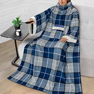 Pavilia fleece t?ppe med ?rmer til kvindelige m?nd voksne b?rbart t?ppe varmt bl?dt plys kram sleep pod snuggle lomme ?rmer tv kast wrap hyggelig
