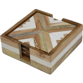 Set Of 4 Inlay Wooden Coasters