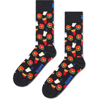 Colorful Hamburger Socks | Fun & Crazy Crew Socks - Black, Red, Orange, White, Brown, Blue - 41-46