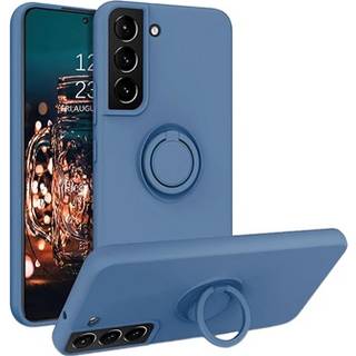 Samsung Galaxy S22 5G Liquid Silikone Cover med Ring Holder - Blå