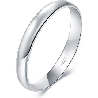 Boruo 925 Sterling Silver Ring High Polsk Ally Dome Tarnish Resistent Comfort Fit Wedding Band 3mm Ring Størrelse 4