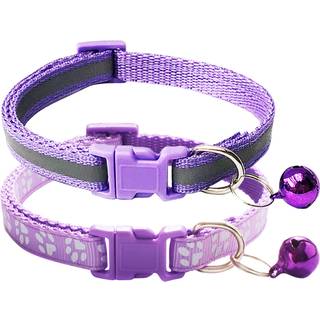 CHBORCHICEN 2-Pack Footprint & Reflective Cat Collar med Bell Basic Dog Cat Collar Buckle Justerbar polyester Cat Dog Collar eller SE SEATBORTS (