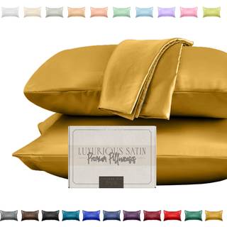 Elegant komfort silkeagtig og luksuri?s 2-delt satin pudebetr?k s?t til sundere hud og h?r Skjult lynl?s lukning og smukt pakket satin pudebetr?k