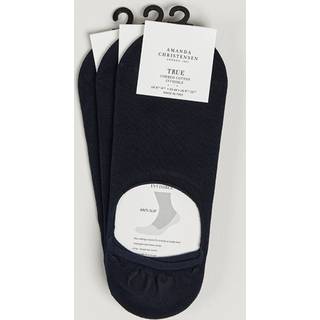 Amanda Christensen 3-Pack True Cotton Invisible Socks Dark Navy