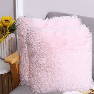 Dongchen blød pels faux pels kast pude dækker pakke med 2 ferskenblus