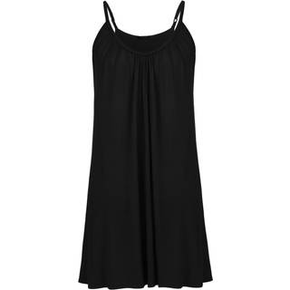 Kvinder plus st?rrelse natkjole ?rmel?s s?vnt?j modal bomuldss?vnhirts glide natkjole (L-5xl) sort
