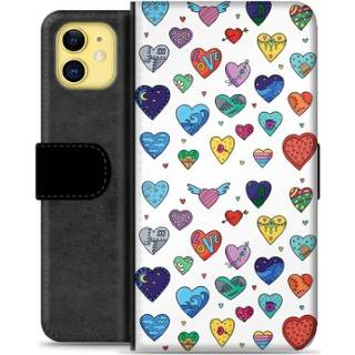 iPhone 11 Premium Flip Cover med Pung - Hjerter