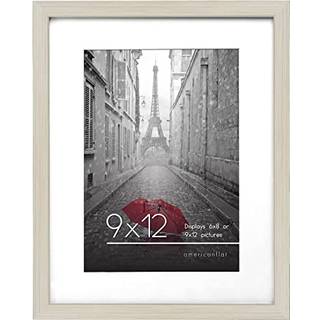 AmericanFlat 9x12 Billedramme i let tr? - viser 6x8 med Mat og 9x12 uden Mat - Engineered Wood med knust resistent glas - vandrette og lodrette f