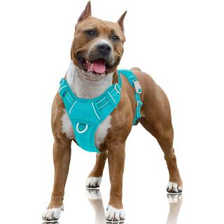 Barkbay No Pull Dog Harness stort skridt i reflekterende hundesele med frontklip og let kontrolhåndtag til gåtræning, der kører med ID Tag Pocket