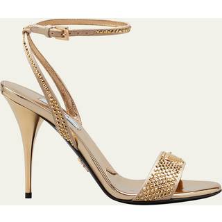 Prada Crystal-embellished satin sandals - gold - EU 40