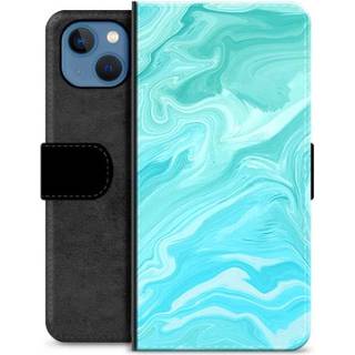iPhone 13 Premium Flip Cover med Pung - Blå Marmor