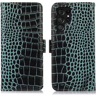 Crocodile Series Samsung Galaxy S23 Ultra 5G Læderpung med RFID - Grøn