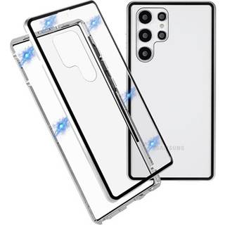 Samsung Galaxy S22 Ultra 5G Magnetisk Cover med Hærdet Glas - Sølv