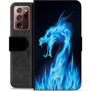Samsung Galaxy Note20 Ultra Premium Flip Cover med Pung - Blå Ild Drage