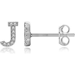 J Indledende ?reringe - Sm? alfabet ?reringe til kvinder hvidguldbelagt cz hypoallergenisk lille indledende brev st?nger ?reringe til kvinder sm?
