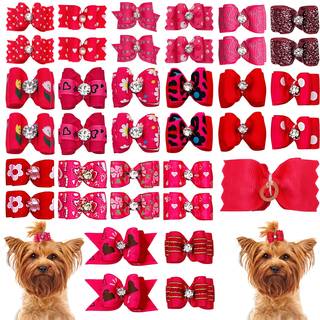 K?ledyrshow 20stk Lille hundeh?rbuer med gummib?nd hvalpe Doggies Cats Topknot Bowknot Matchende h?rplejetilbeh?r til drengepige Pomeranian Yorki