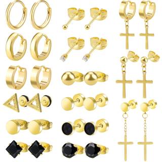 Enter 15 par ?reringe til m?nd sorte stud ?reringe herre ?reringe rustfrit st?l?reringe til m?nd Kvinder smykker Piercing Men Earerings s?t