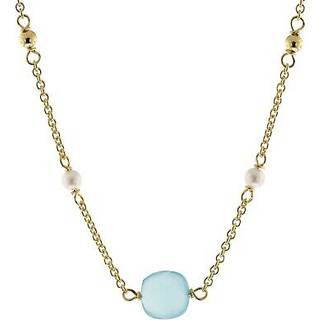 trendor 51190 Damen-Halskette Gold auf Silber 925 Collier mit Chalcedon