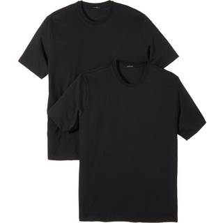 Schiesser Herren T-Shirts schwarz Reine Baumwolle unifarben