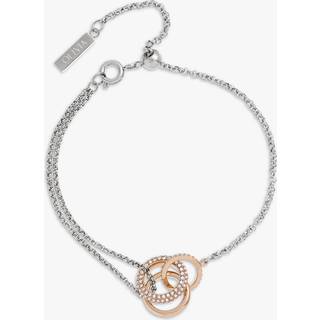 Olivia Burton Classic Crystal Silver + Rose Gold Interlink Bracelet - 18cm
