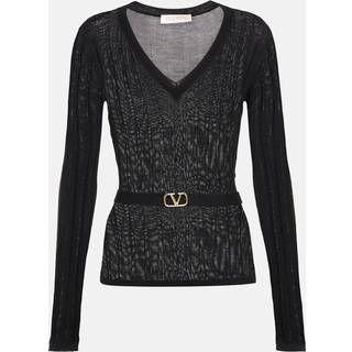 Valentino VLogo belted virgin wool sweater - black - S