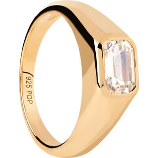 PDPaola AN01-985 Damenring Octagon Shimmer Siegelring Silber vergoldet
