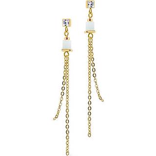 Coeur De Lion Gold Past White Cube Drop Earrings - Gold