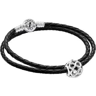 Pandora 51523 Damen-Lederarmband im Set mit Charm Unendlichkeit
