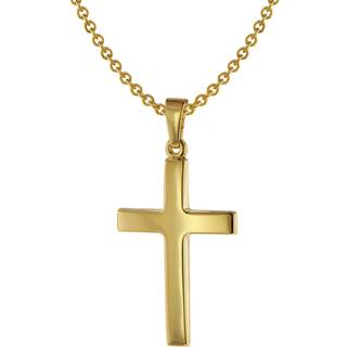 trendor 75543 Kreuz-Anhänger 24 mm Gold 585 + Silberkette goldplattiert