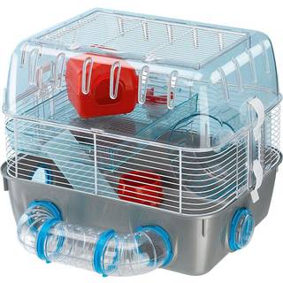 Ferplast COMBI 1 FUN Hamsterbur - Multi-Level Habitat med tunnelsystem og hjul - 40.5x29.5x32.5cm