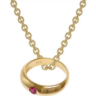 trendor 39460 Anhänger Taufring Gold 333 mit Rubin an goldplattierter Kette