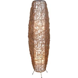 Lindby gulvlampe Nias, højde 111 cm, rattan, tekstil