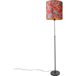 Gulvlampe sort skygge påfugl design rød 40 cm - Parte